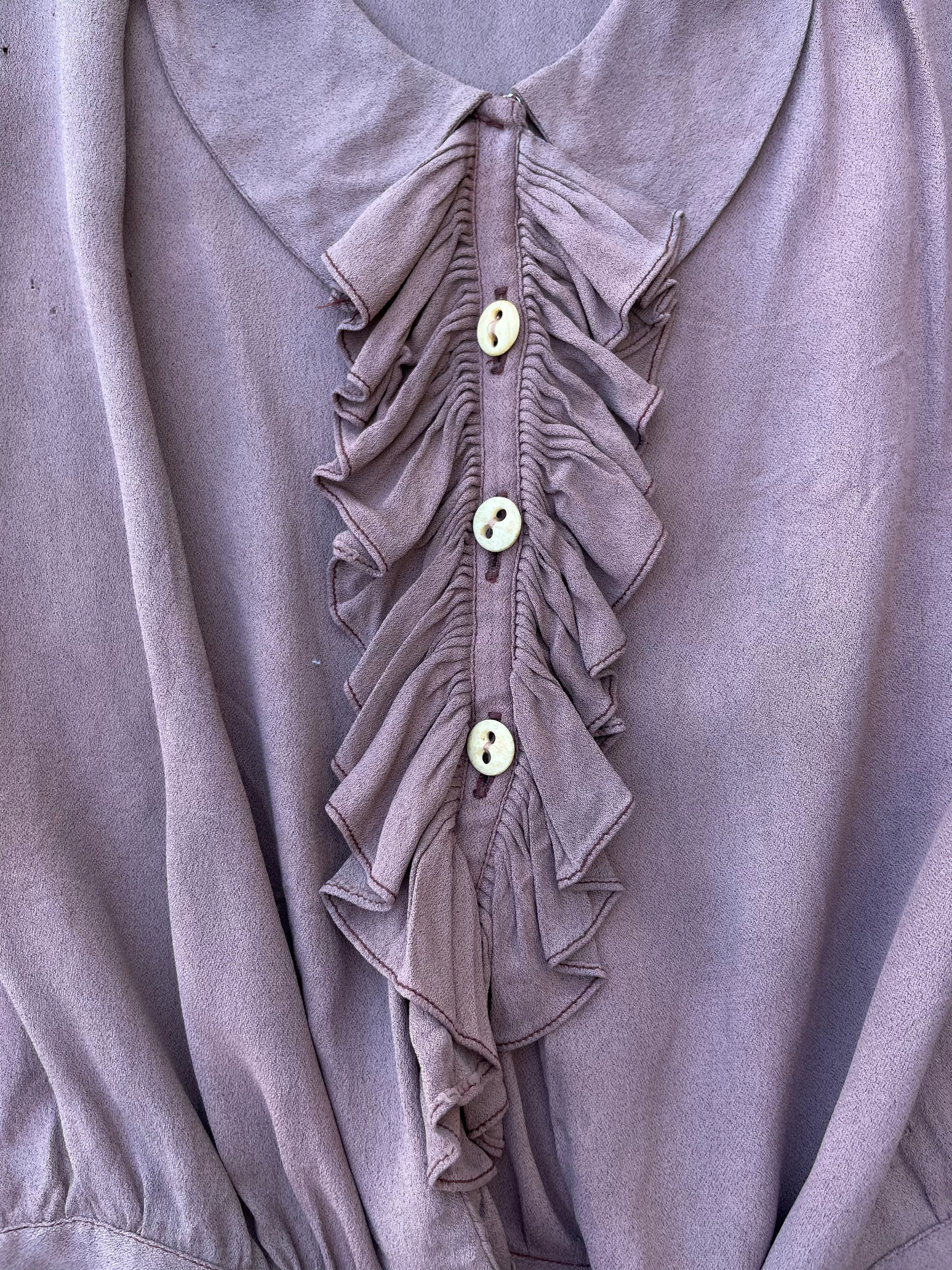 1930s Rayon Crepe Ruffle Blouse