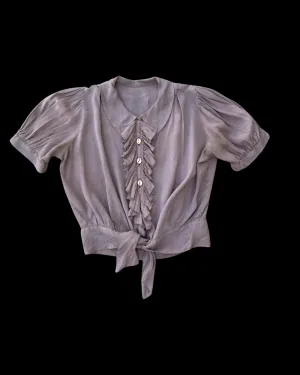 1930s Rayon Crepe Ruffle Blouse