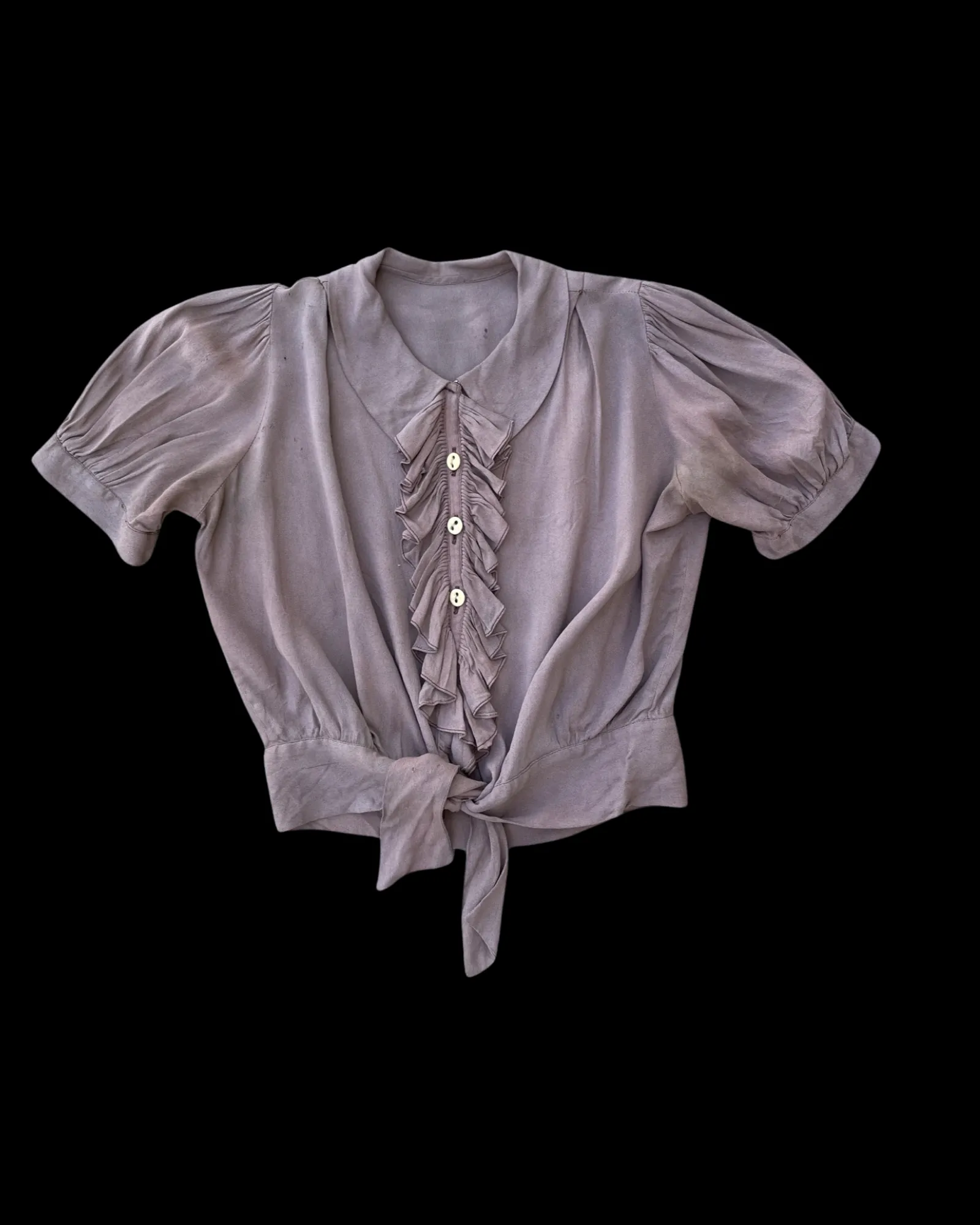 1930s Rayon Crepe Ruffle Blouse