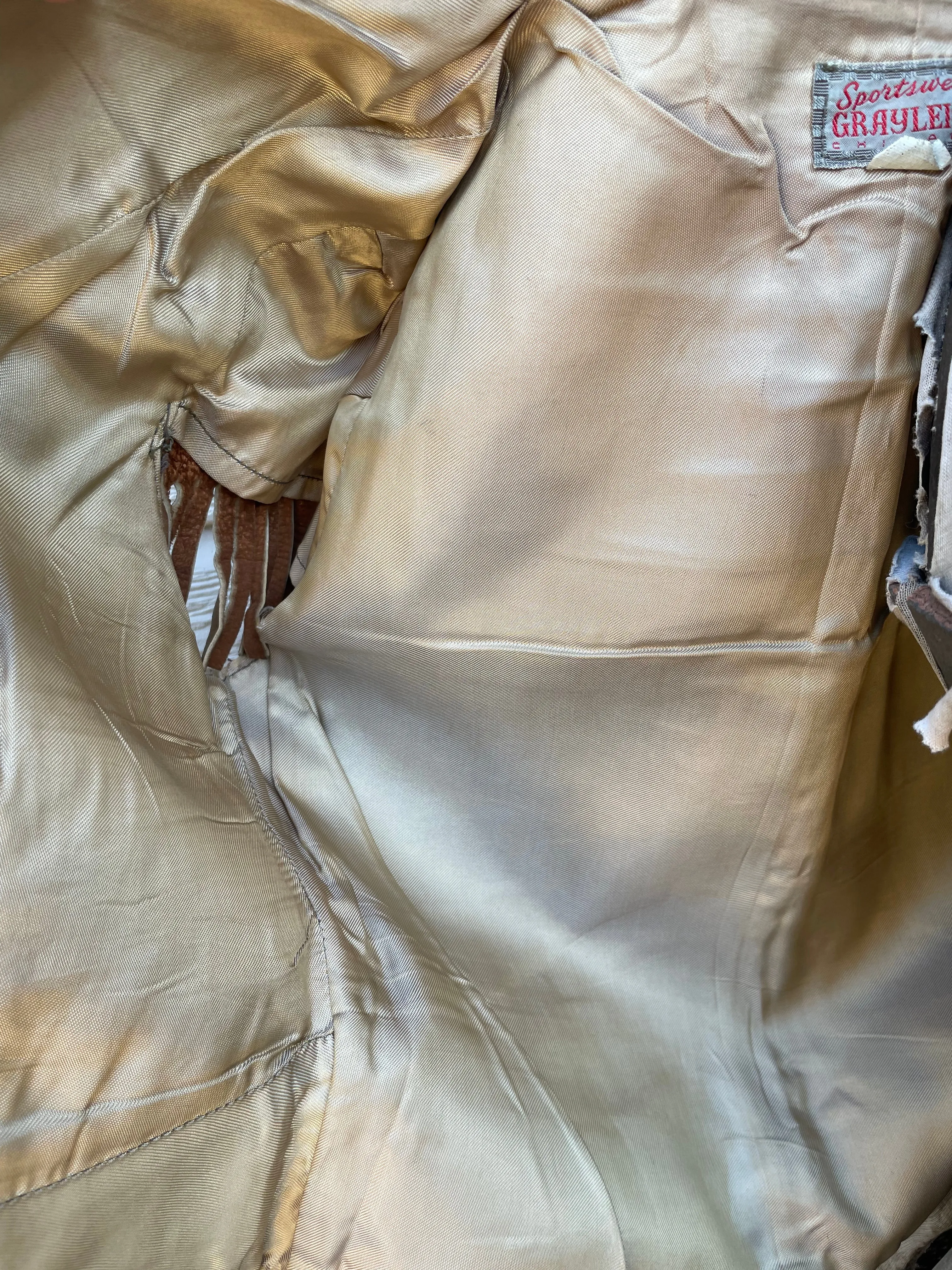 1930s/1940s Leather Fringe Sportswear Western Zip Front Blouse