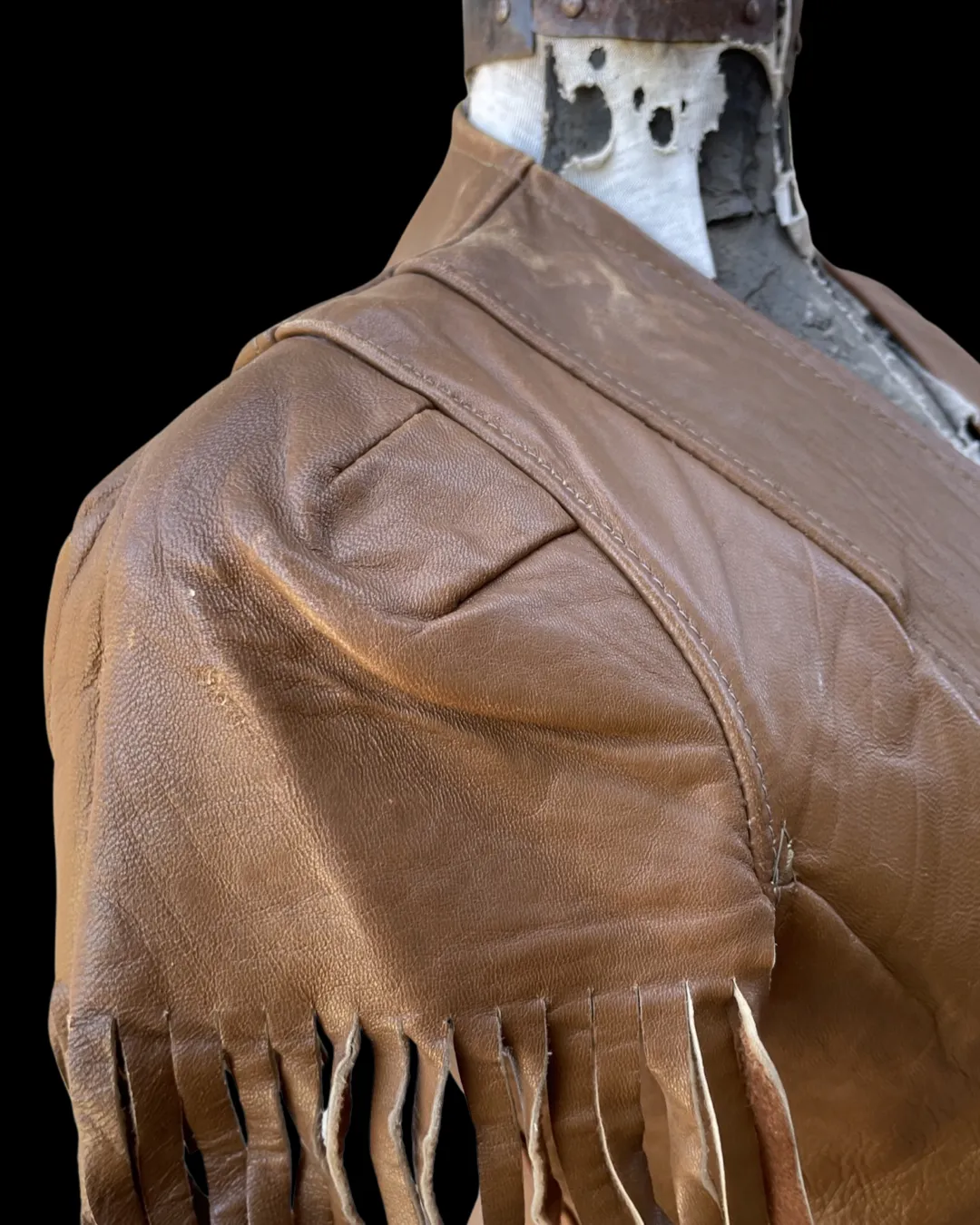 1930s/1940s Leather Fringe Sportswear Western Zip Front Blouse