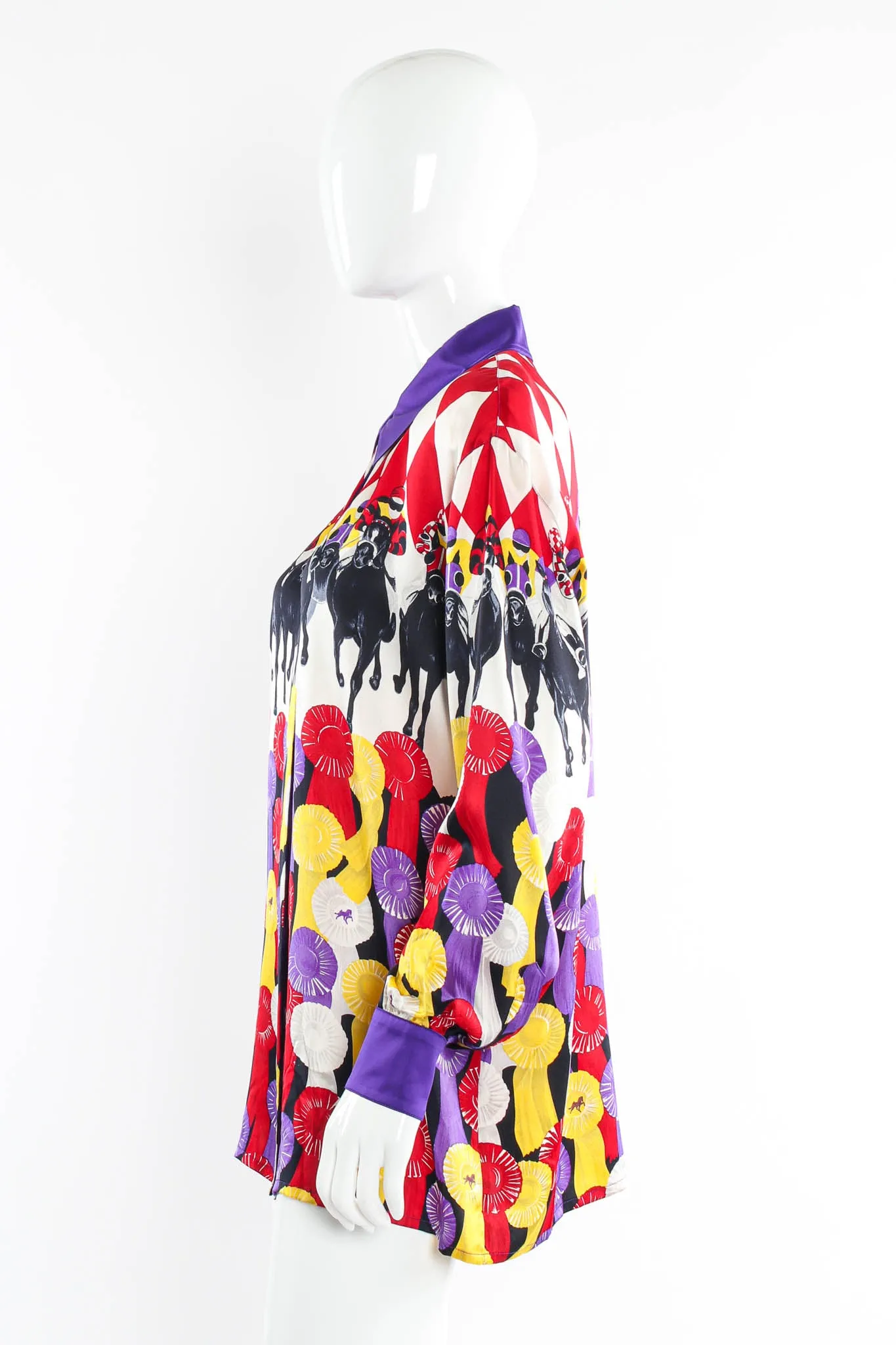 1990s Silk Jockey Prize Ribbon Blouse