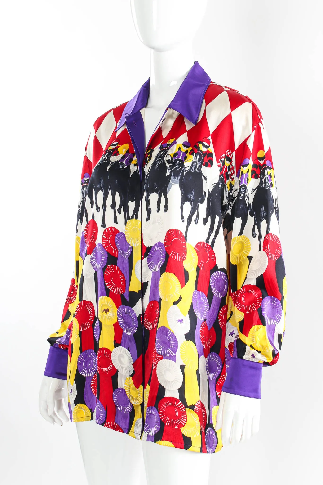 1990s Silk Jockey Prize Ribbon Blouse