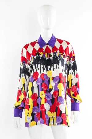 1990s Silk Jockey Prize Ribbon Blouse