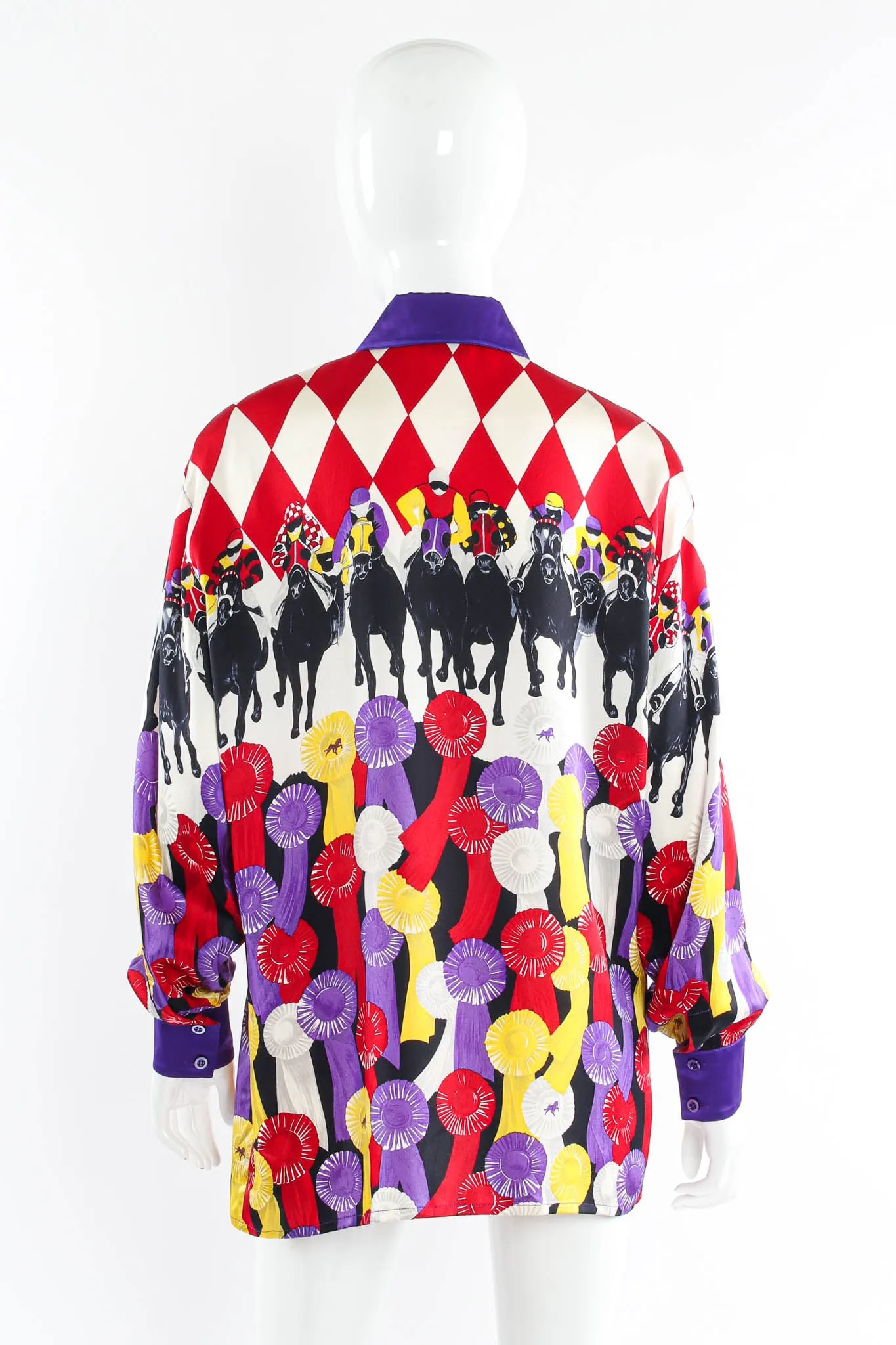 1990s Silk Jockey Prize Ribbon Blouse
