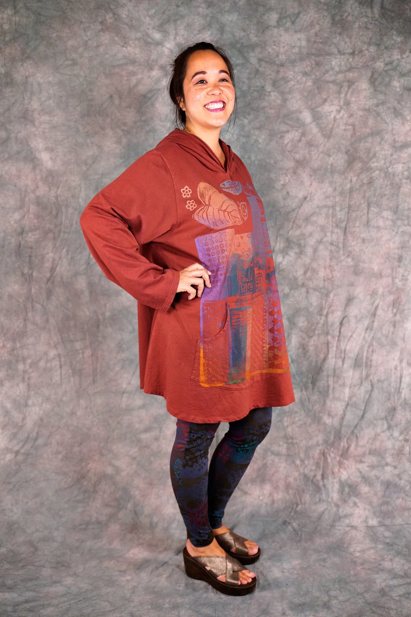 3136 Block Print Legging Blackstone-P