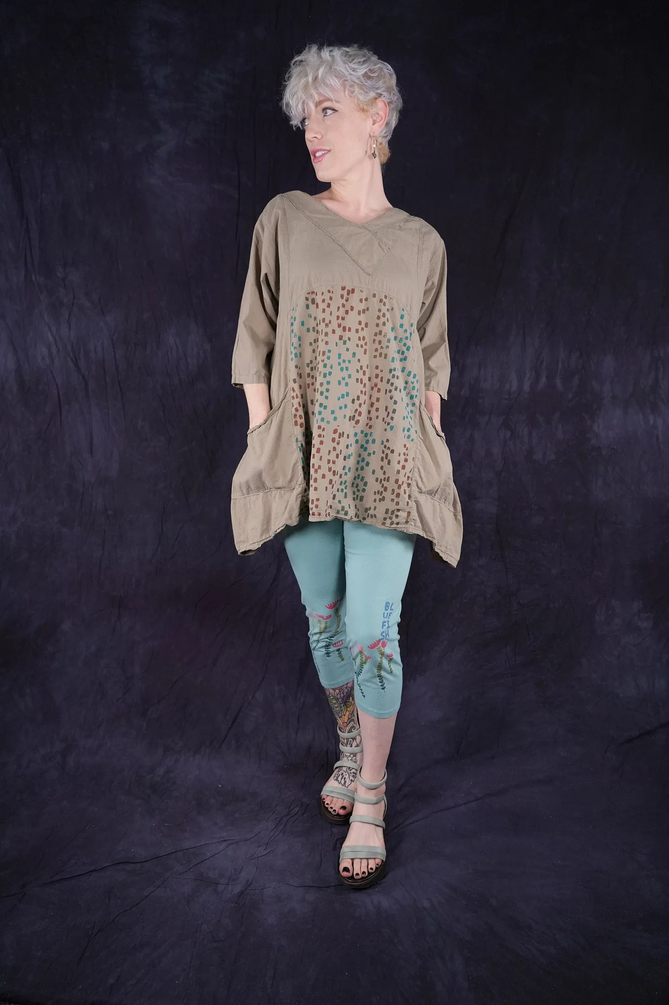 3167 Crop Legging Turquoise-P