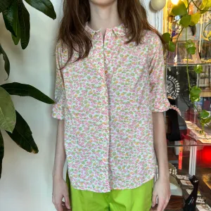 50s/60s Ladybug 1/2 sleeve floral top