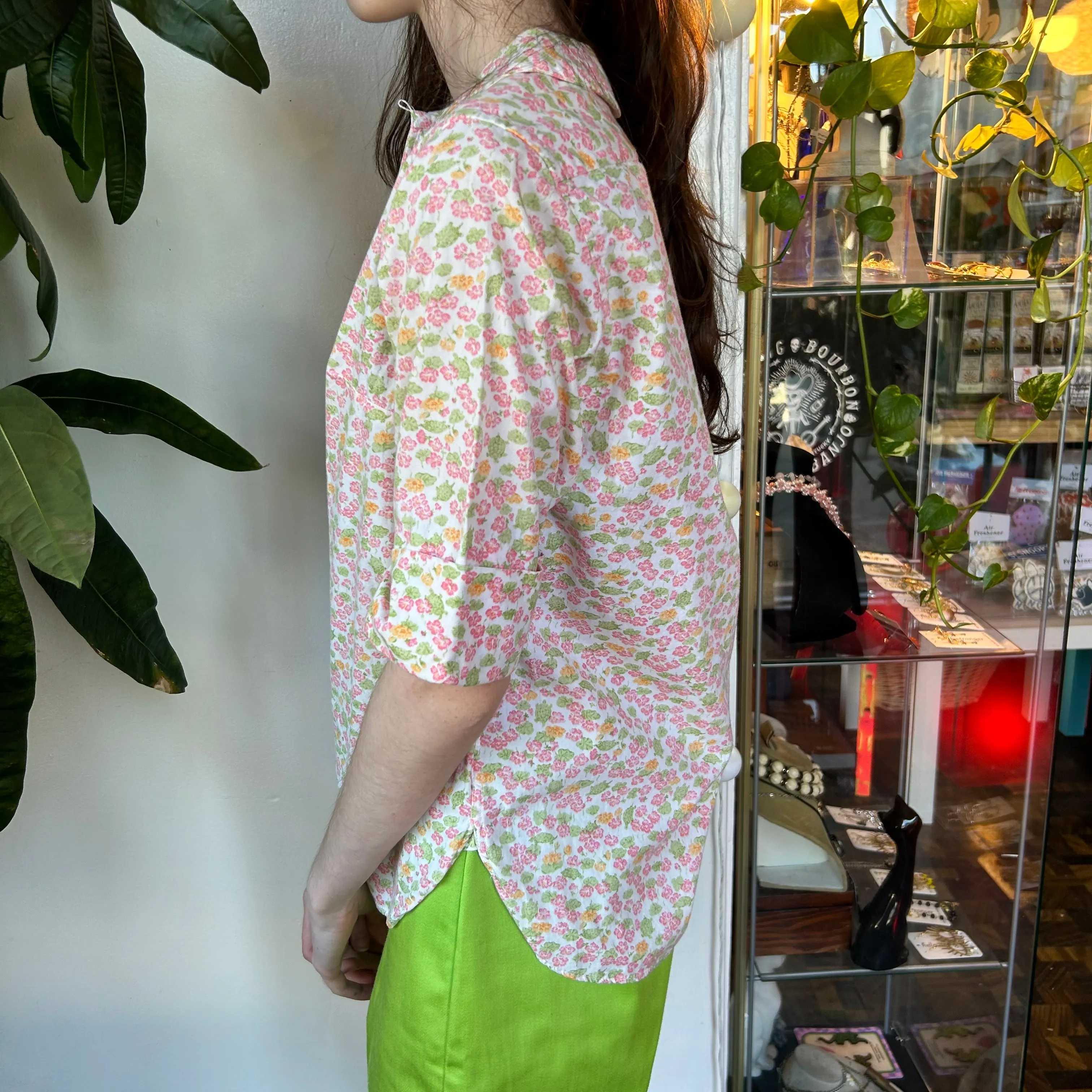 50s/60s Ladybug 1/2 sleeve floral top