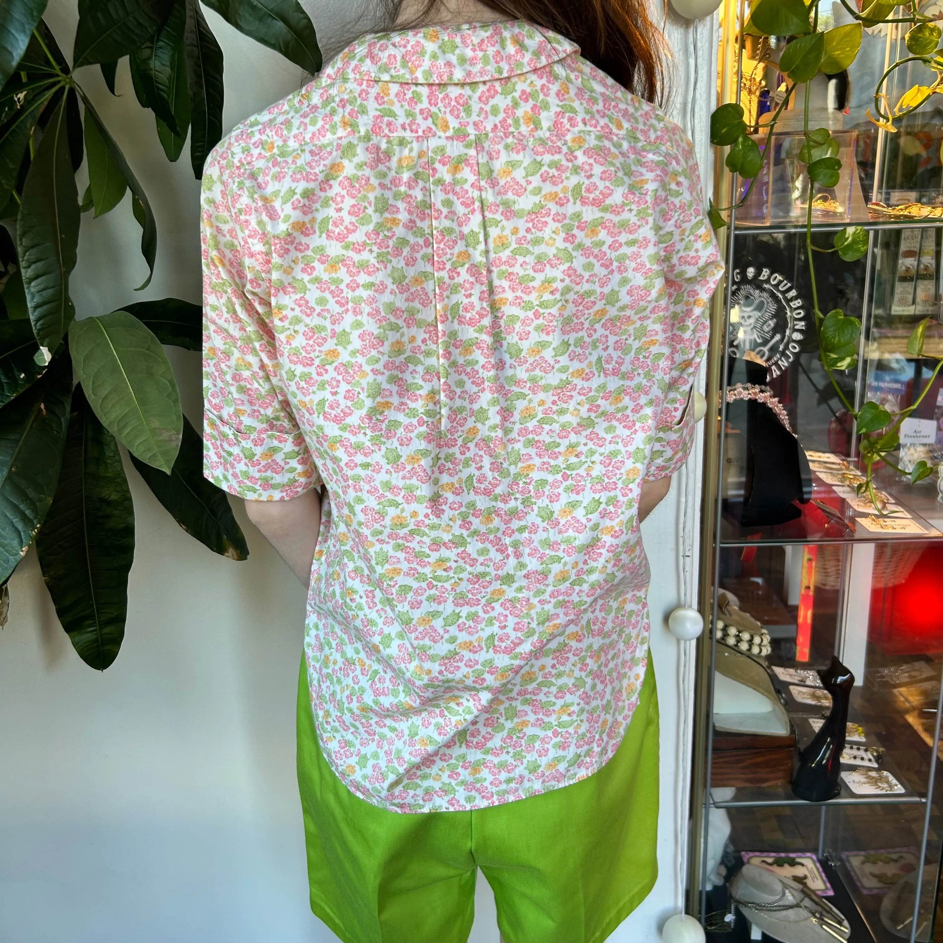 50s/60s Ladybug 1/2 sleeve floral top