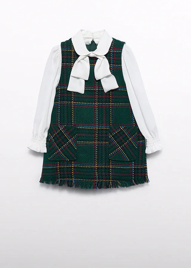 5527 Abel & Lula Dog Tooth Check Pinafore Dress