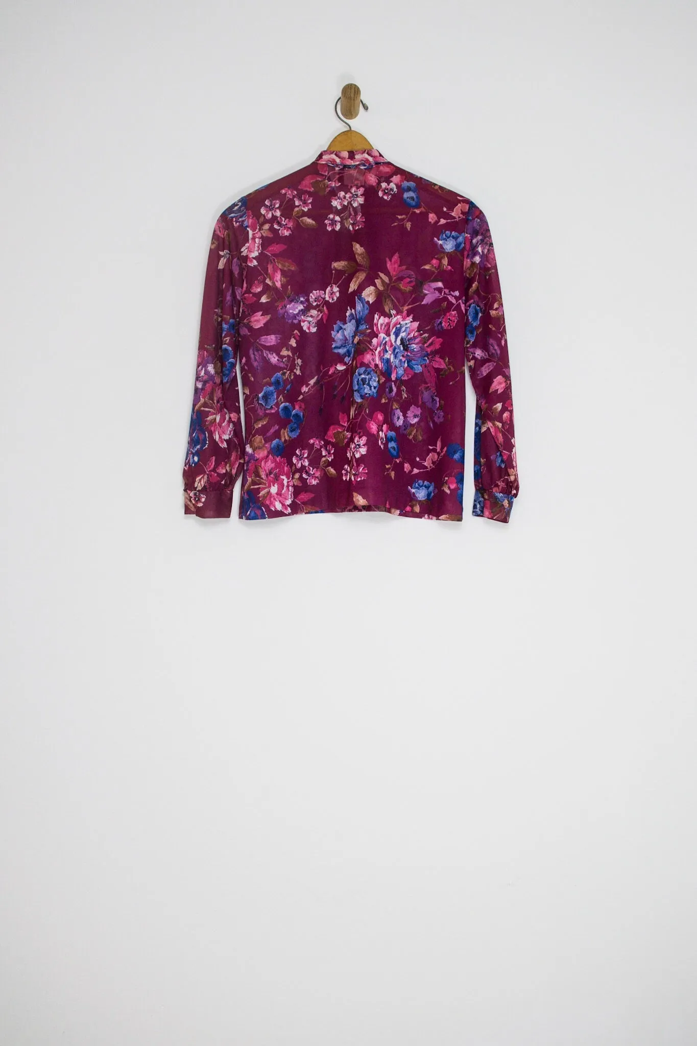 70’s FLORAL PUSSY BOW BUTTON UP / MEDIUM