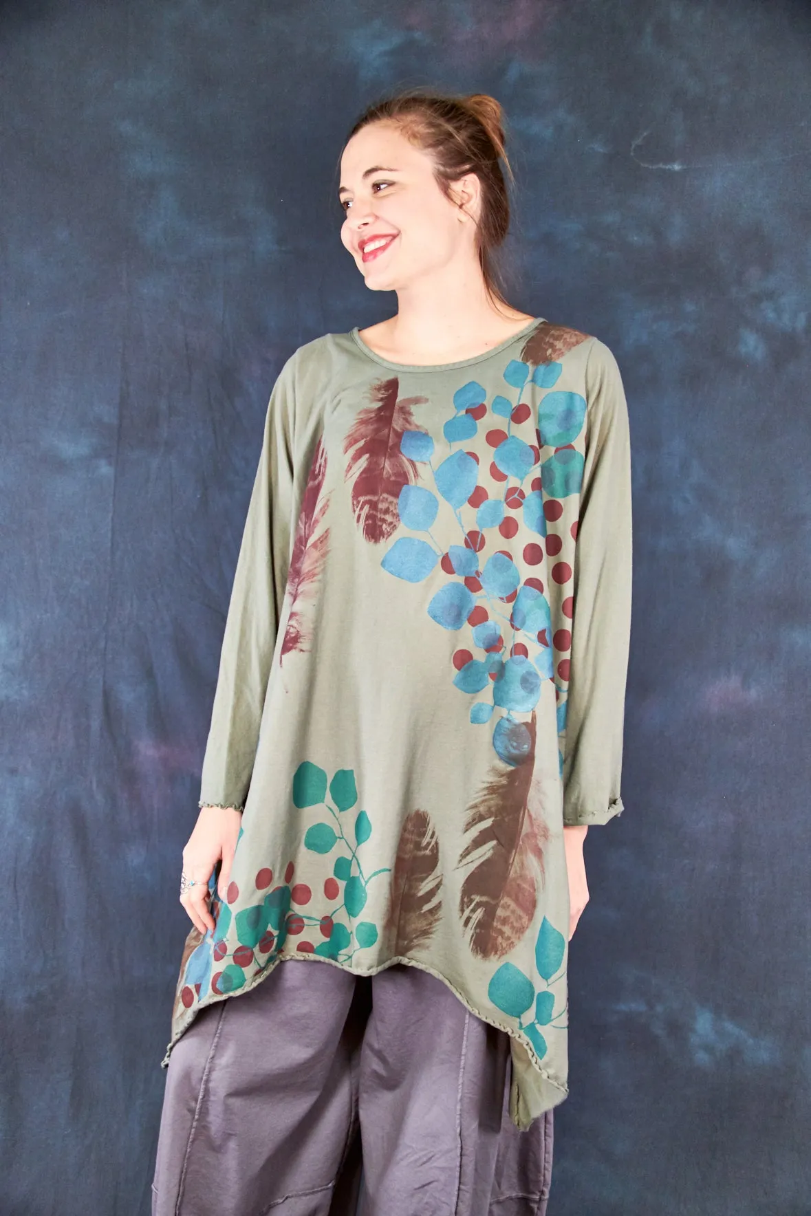7228 Swing Dress Sage Feather-P