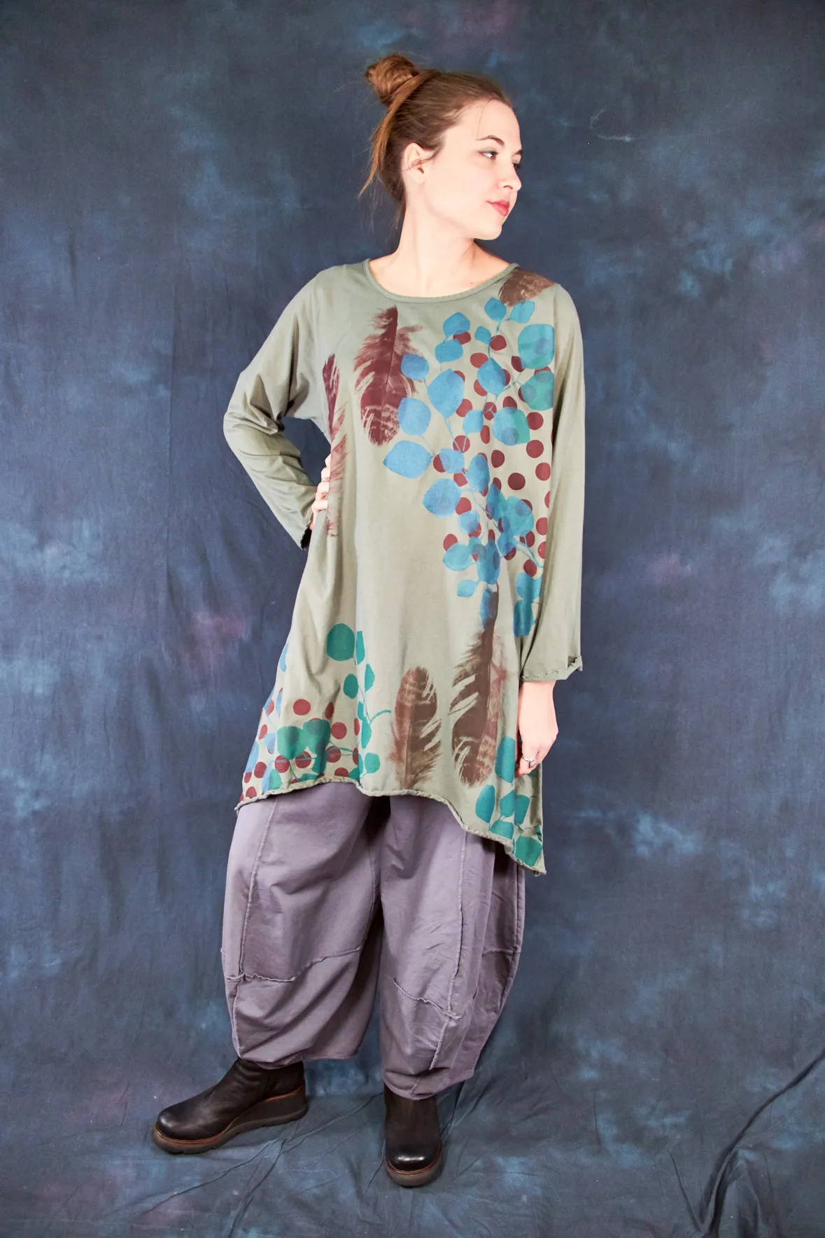 7228 Swing Dress Sage Feather-P
