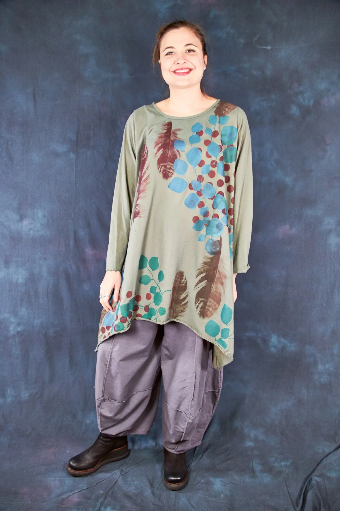 7228 Swing Dress Sage Feather-P
