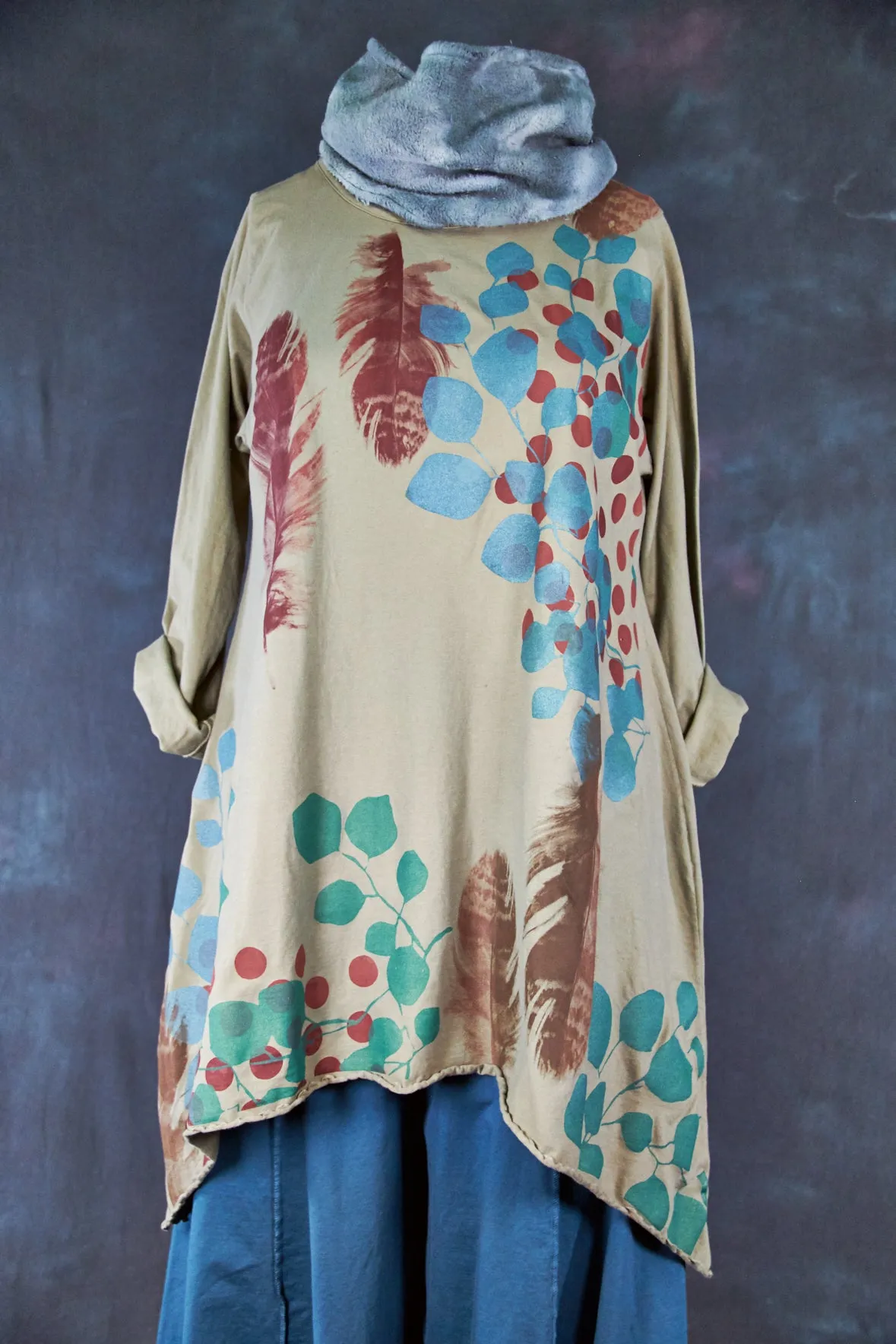 7228 Swing Dress Sage Feather-P