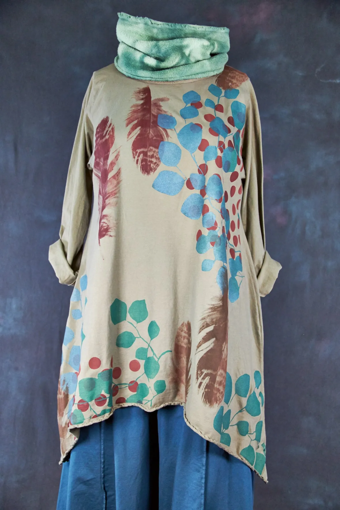 7228 Swing Dress Sage Feather-P