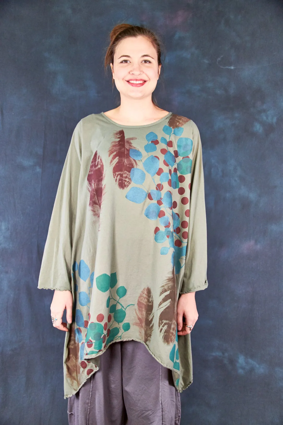 7228 Swing Dress Sage Feather-P
