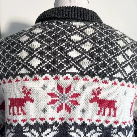 80s Italian Limited Nordic Wool Blend Knit Cardigan SMALL Front Button Closure
