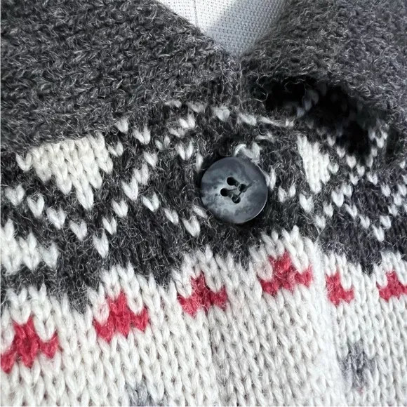 80s Italian Limited Nordic Wool Blend Knit Cardigan SMALL Front Button Closure