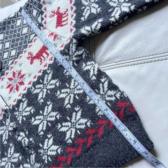 80s Italian Limited Nordic Wool Blend Knit Cardigan SMALL Front Button Closure