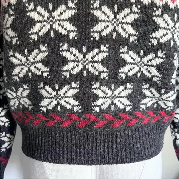 80s Italian Limited Nordic Wool Blend Knit Cardigan SMALL Front Button Closure