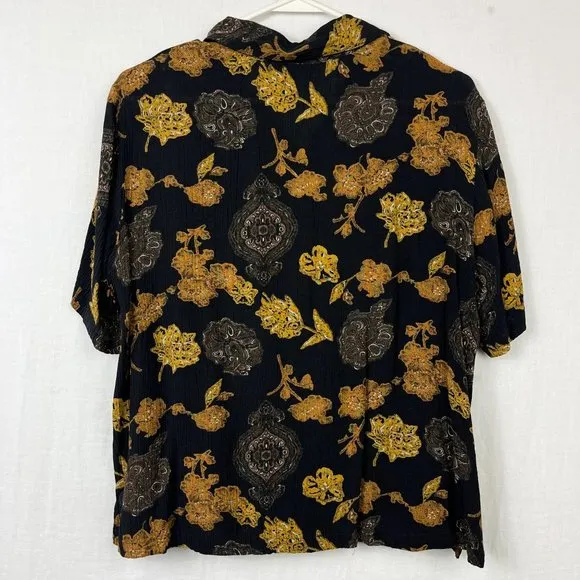 90s All Over Floral 2 Piece Skirt Set Womens M/L Rayon Crinkle Indie Academia