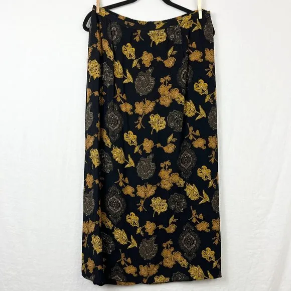 90s All Over Floral 2 Piece Skirt Set Womens M/L Rayon Crinkle Indie Academia