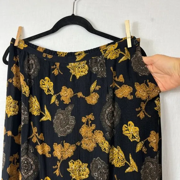 90s All Over Floral 2 Piece Skirt Set Womens M/L Rayon Crinkle Indie Academia