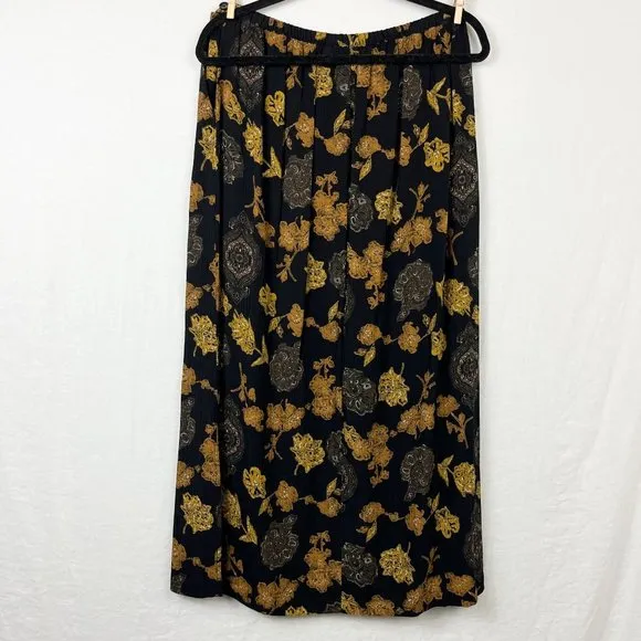 90s All Over Floral 2 Piece Skirt Set Womens M/L Rayon Crinkle Indie Academia