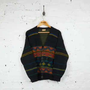 90s Pattern Knit Cardigan - Black - M
