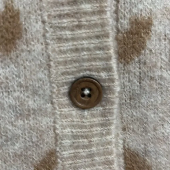 Abercrombie &amp; Fitch 5 Button Beige V Neck Animal Print Cardigan Size XS