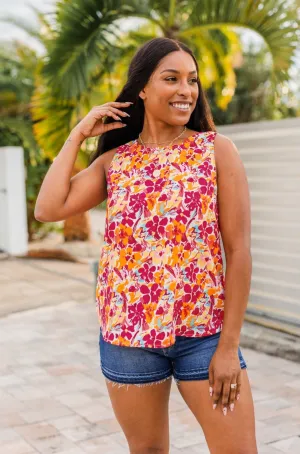 Afternoon Delight Floral Tank- Fuchsia
