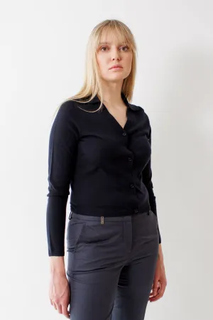 Allude Lightweight Virgin Wool Collar Cardigan