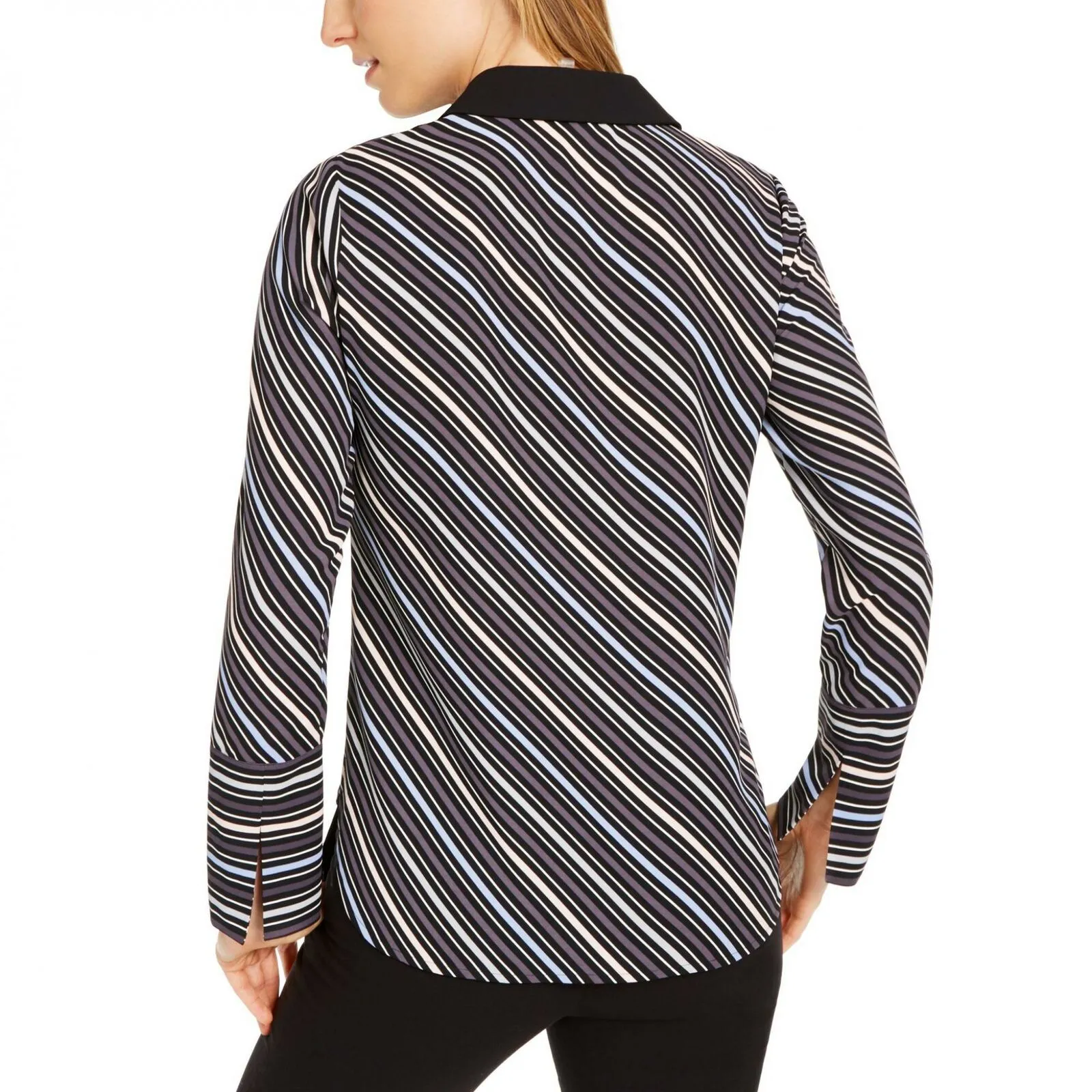Anne Klein Women's Milano Striped Wide Cuff Blouse