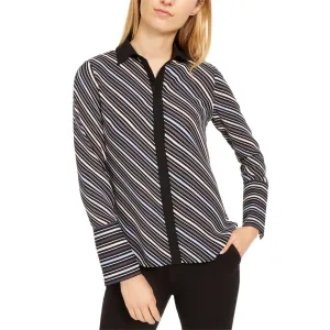 Anne Klein Women's Milano Striped Wide Cuff Blouse