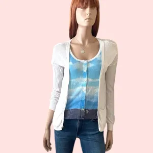 Anthropologie Moth Finestra Cardigan Size Small Blue Sky Button Down Pockets