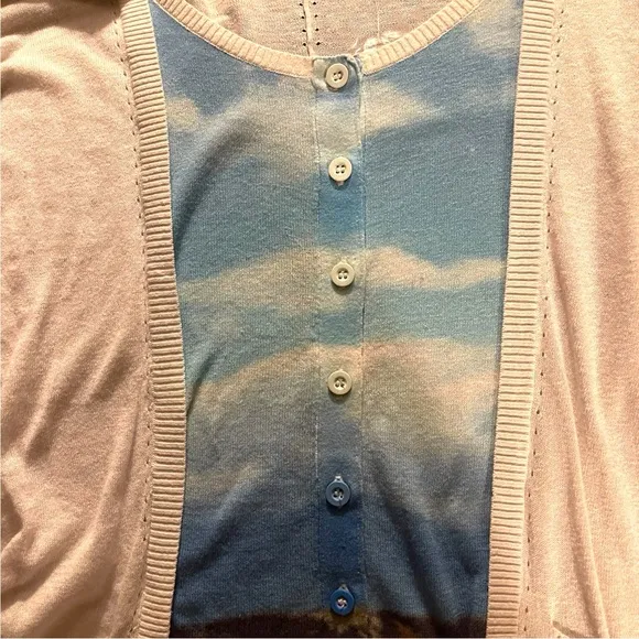 Anthropologie Moth Finestra Cardigan Size Small Blue Sky Button Down Pockets