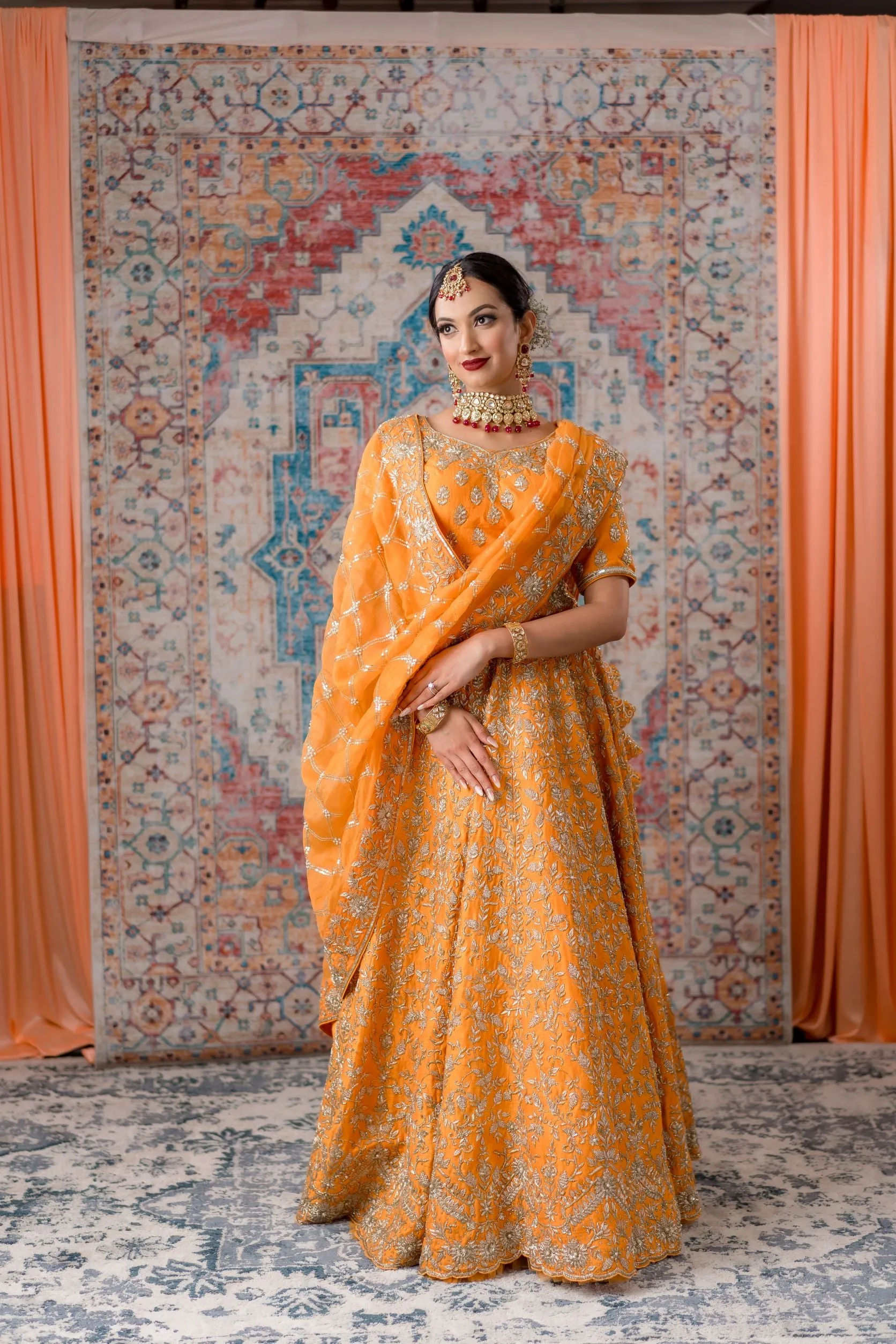 Apricot Color Zardozi Bridal Lehenga SOBHAGYAVATI