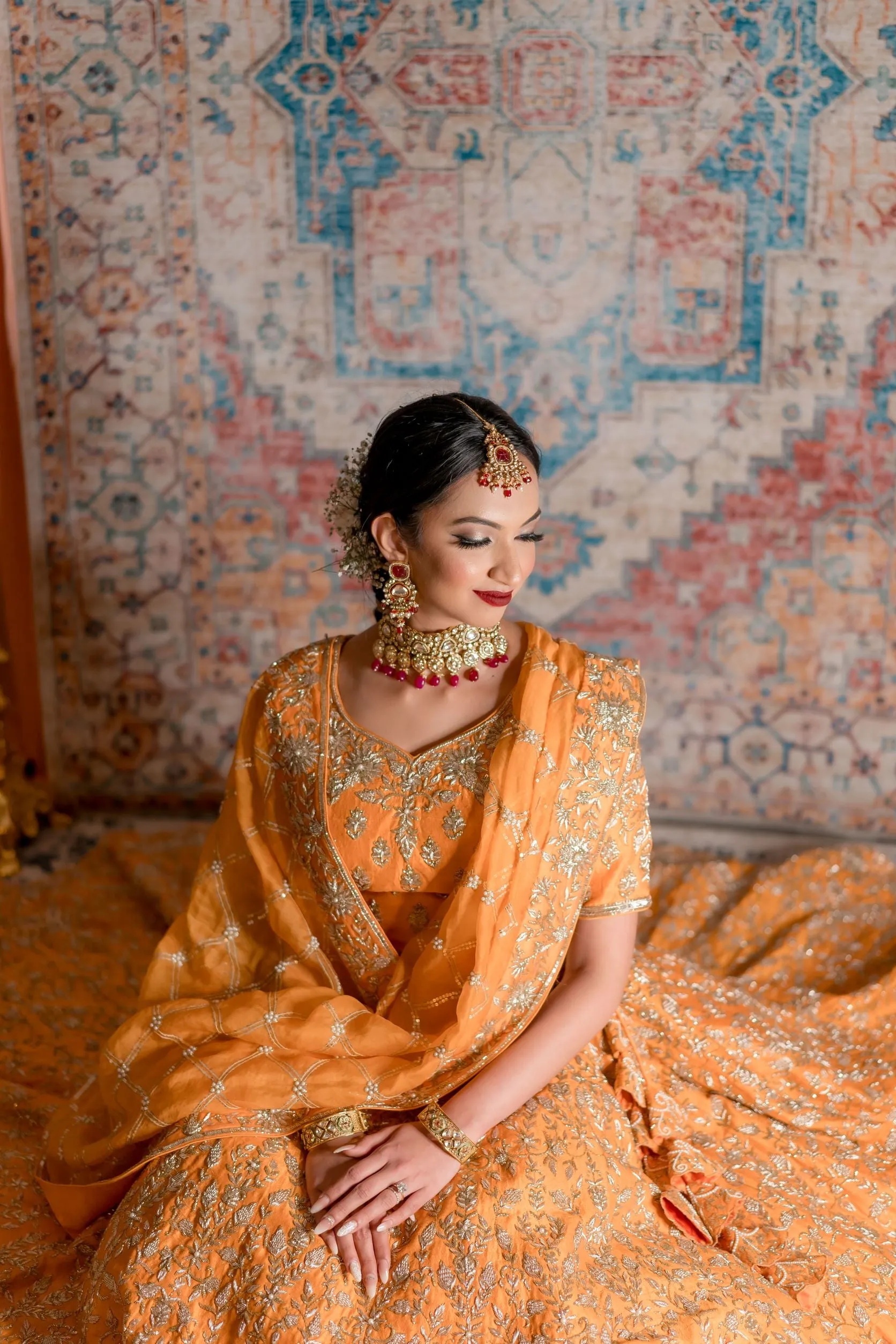 Apricot Color Zardozi Bridal Lehenga SOBHAGYAVATI