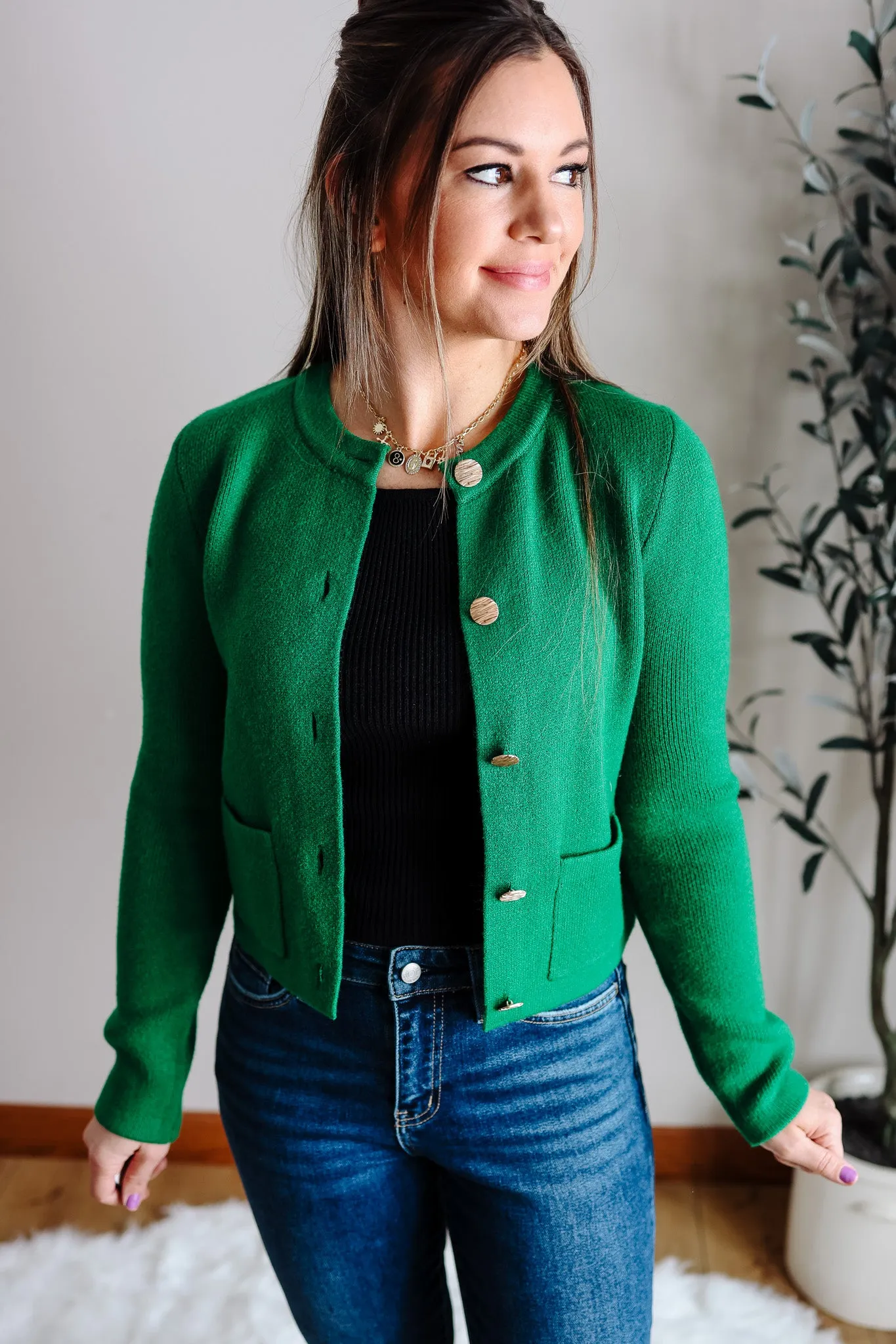 Arlette Cardigan Jacket - Kelly Green