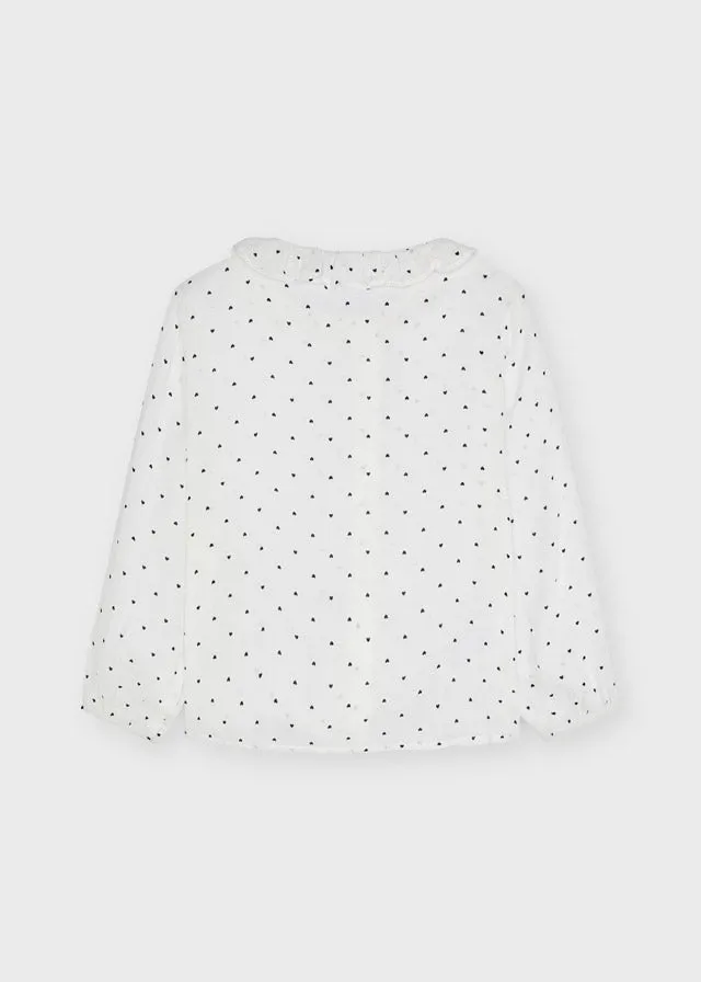 AW21 Mayoral Girls White & Black Heart Blouse 4172