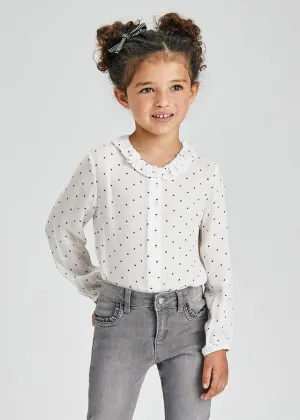 AW21 Mayoral Girls White & Black Heart Blouse 4172