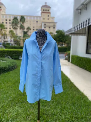 Baby Blue Sparkle Button Down Blouse