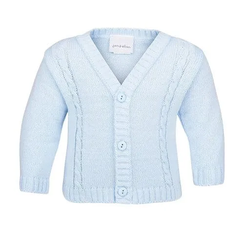Baby Boys V Neck Cable Knit Blue Cardigan