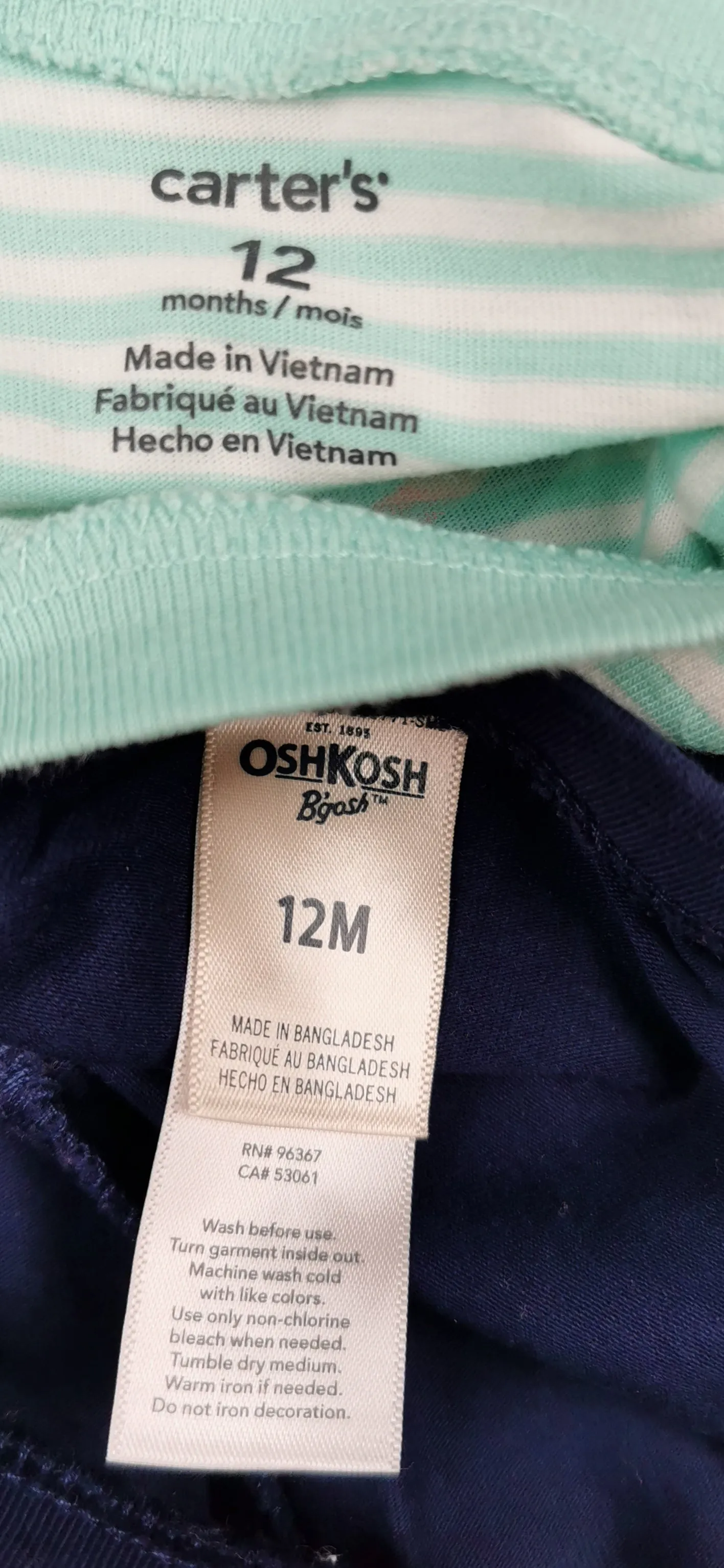 BABY GIRL SIZE 12 MONTHS - OSHKOSH & CARTER'S, 2 Piece Mix N Match Graphic Outfit EUC B25