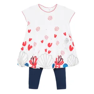 Baby Girls Jersey Dress with Marine Panel and Leggings Set