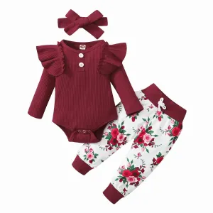 Baby Girls Ruffle Long Sleeve Vest & Floral Leggings