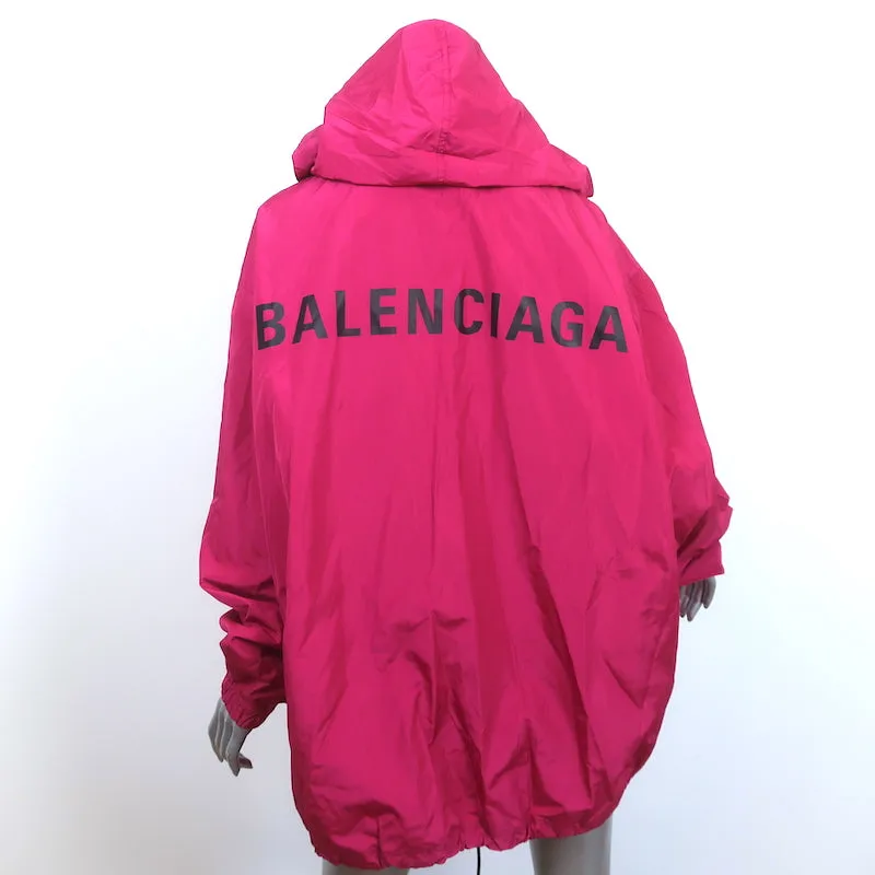 Balenciaga Logo Windbreaker Fuchsia Size 40 Hooded Oversize Jacket