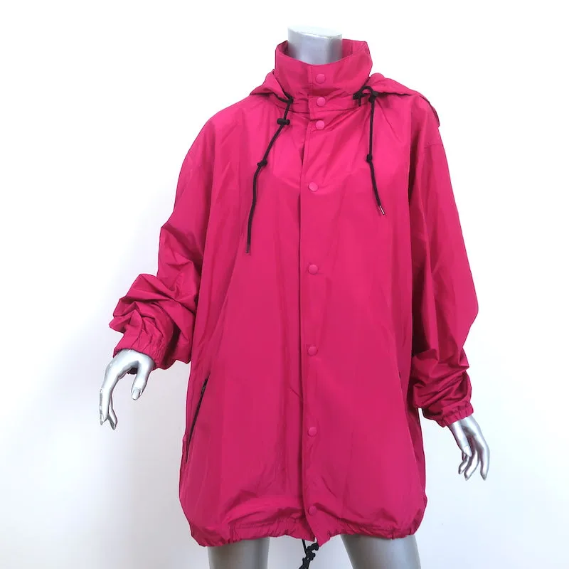 Balenciaga Logo Windbreaker Fuchsia Size 40 Hooded Oversize Jacket